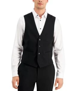 INC International Concepts Men's Slim-Fit Black Solid Suit Vest, Created For Macy's