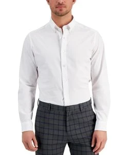 Club Room Men's Slim Fit 4-Way Stretch Solid Dress Shirt, Created For Macy's