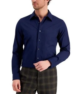 Club Room Men's Slim Fit Solid Dress Shirt, Created For Macy's