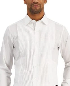 Alfani Men's Slim Fit Pleated Panel Formal Shirt, Created For Macy's -Adidas Shop 20759480 fpx