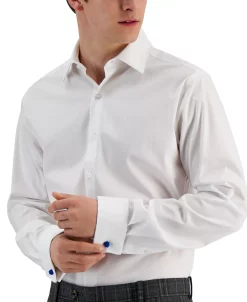 Alfani Men's Slim Fit 2-Way Stretch Stain Resistant French Cuff Dress Shirt, Created For Macy's -Adidas Shop 20991788 fpx