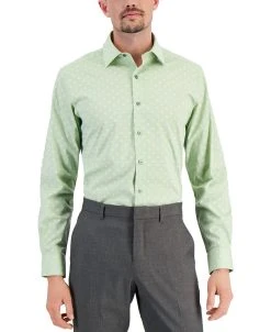 Alfani Men's Slim Fit 2-Way Stretch Stain Resistant Dress Shirt, Created For Macy's