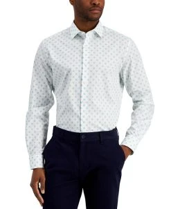 Bar III Men's Slim-Fit Stretch Medallion Print Dress Shirt, Created For Macy's
