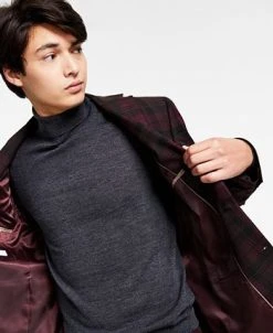 Bar III Men's Slim-Fit Burgundy Plaid Suit Separate Jacket, Created For Macy's -Adidas Shop 21469245 fpx