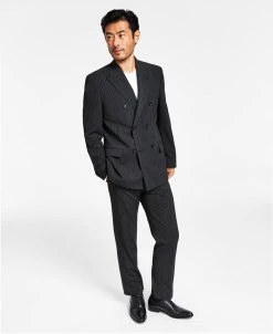 Alfani Men's Slim-Fit Double-Breasted Pinstripe Suit Separates, Created For Macy's