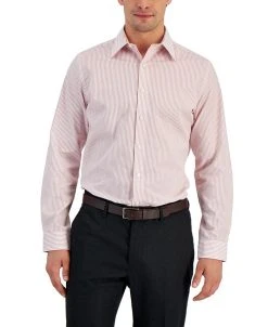 Club Room Men's Slim Fit Striped Dress Shirt, Created For Macy's