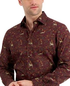 Bar III Men's Slim-Fit Performance Stretch Forest-Print Dress Shirt, Created For Macy's -Adidas Shop 21750151 fpx