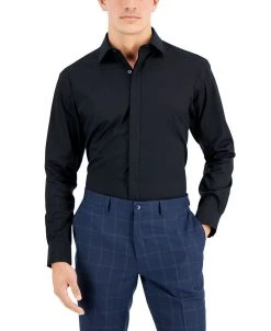 Alfani Men's Regular Fit 2-Way Stretch Formal Convertible-Cuff Dress Shirt, Created For Macy's