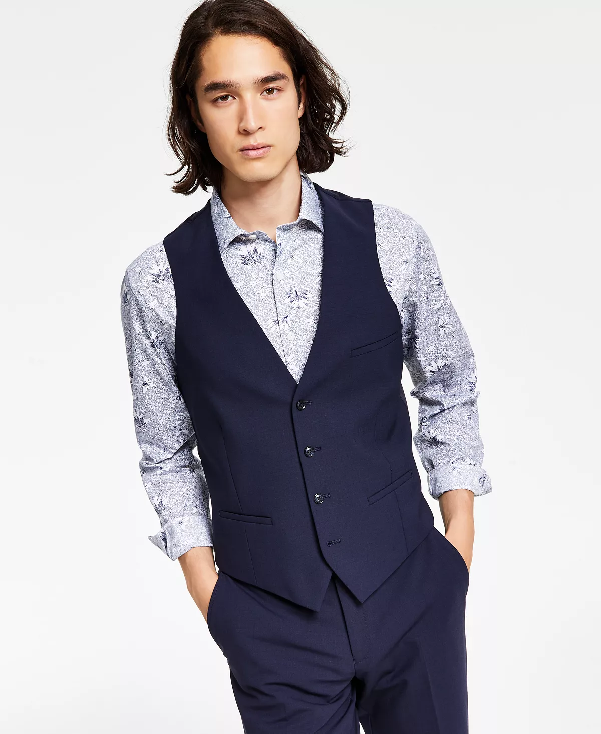 Bar III Men's Slim-Fit Wool Suit Vest, Created For Macy's 3 Bar III Men's Slim-Fit Wool Suit Vest, Created For Macy's