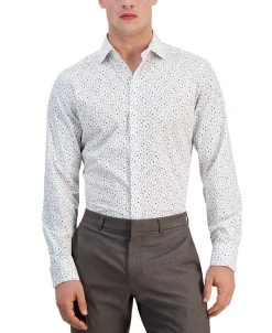 Bar III Men's Slim-Fit Star-Print Dress Shirt, Created For Macy's