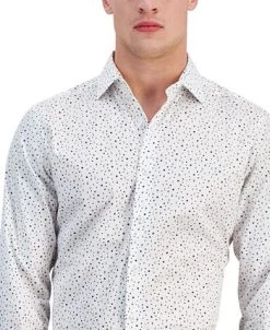 Bar III Men's Slim-Fit Star-Print Dress Shirt, Created For Macy's -Adidas Shop 22038409 fpx