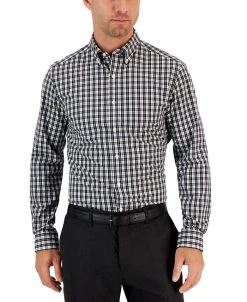 Club Room Men's Moral Slim-Fit Plaid Button-Down Performance Dress Shirt, Created For Macy's