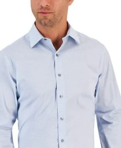 Alfani Men's Slim Fit 2-Way Stretch Stain Resistant Geometric Print Dress Shirt, Created For Macy's -Adidas Shop 22247256 fpx