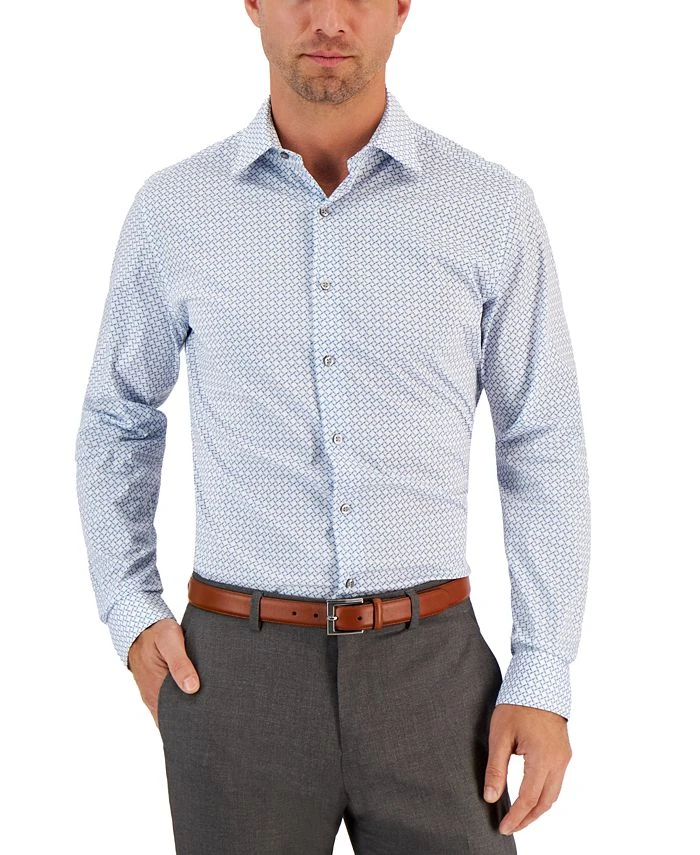 Alfani Men's Slim Fit 2-Way Stretch Stain Resistant Geometric Print Dress Shirt, Created For Macy's 3 Alfani Men's Slim Fit 2-Way Stretch Stain Resistant Geometric Print Dress Shirt, Created For Macy's
