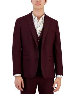 Bar III Men's Slim-Fit Burgundy Solid Suit Jacket, Created For Macy's
