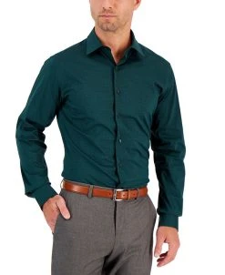 Alfani Men's Slim Fit 2-Way Stretch Stain Resistant Geo Print Dress Shirt, Created For Macy's