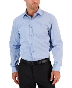 Alfani Men's Regular Fit 2-Way Stretch Stain Resistant Stretch Check Dress Shirt, Created For Macy's