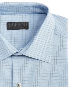 Alfani Men's Regular Fit 2-Way Stretch Stain Resistant Stretch Check Dress Shirt, Created For Macy's -Adidas Shop 22576908 fpx