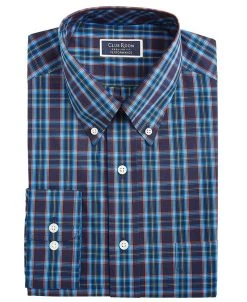 Club Room Men's Regular Fit Rojo Plaid Cotton Dress Shirt, Created For Macy's -Adidas Shop 22610391 fpx