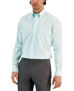 Club Room Men's Regular Fit Cotton Mini Gingham Dress Shirt, Created For Macy's