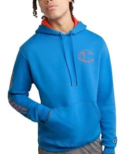 Champion Men's Powerblend Standard-Fit Logo-Print Fleece Hoodie