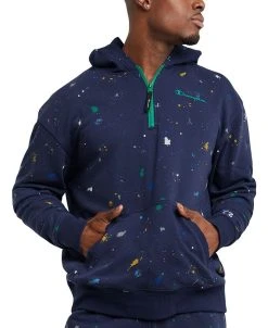 Champion Men's Slim-Fit Global Explorer Quarter-Zip Paint Splatter Hoodie