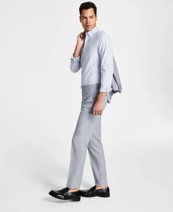 Bar III Men's Slim-Fit Wool Sharkskin Suit Pants, Created For Macy's