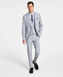 Bar III Men's Wool Slim-Fit Sharkskin Suit Separates, Created For Macy's