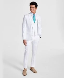 Bar III Men's Slim-Fit Textured Linen Vested Suit Separate, Created For Macy's