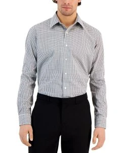 Club Room Men's Regular Fit Check Dress Shirt, Created For Macy's