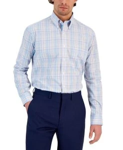 Club Room Men's Regular Fit Cotton Peter Plaid Dress Shirt, Created For Macy's