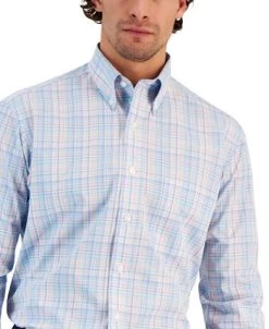 Club Room Men's Regular Fit Cotton Peter Plaid Dress Shirt, Created For Macy's -Adidas Shop 23188891 fpx