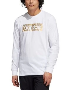 ADIDAS Men's Metallic Liquid Logo Graphic Long-Sleeve T-Shirt