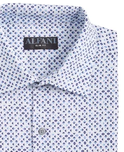 Alfani Men's Slim Fit 4-Way Stretch Azules Geo-Print Dress Shirt, Created For Macy's -Adidas Shop 23412695 fpx