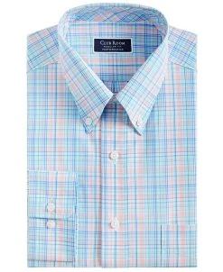 Club Room Men's Regular Fit Cotton Peter Plaid Dress Shirt, Created For Macy's -Adidas Shop 23443997 fpx