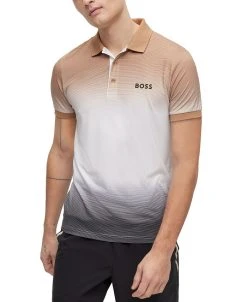 Hugo Boss OSS Men's Matteo Berrettini Stretch-Jersey Degrade Signature Stripes Polo Shirt